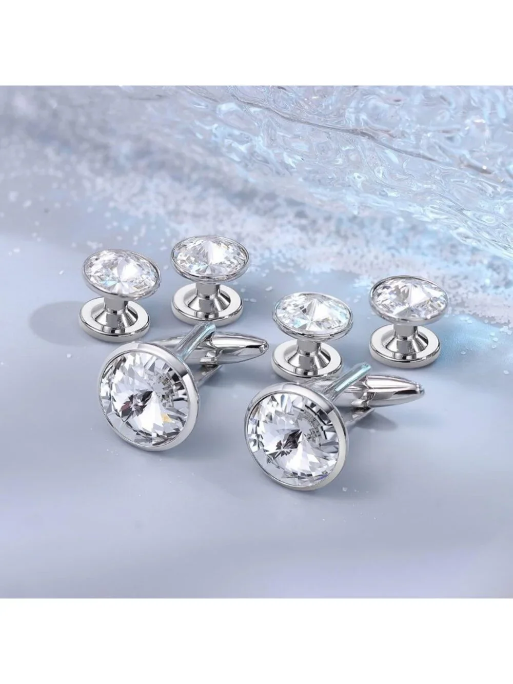 Elegant Cufflinks & Shirt Studs Set for Men - Gift Boxed Jewelry for Weddings